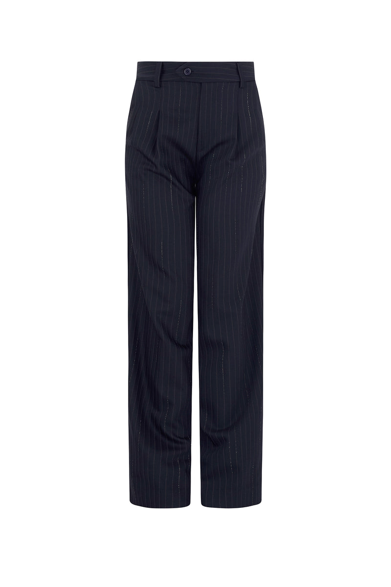 'CRYSTAL PINSTRIPE' BAGGY TROUSER - - Libertine