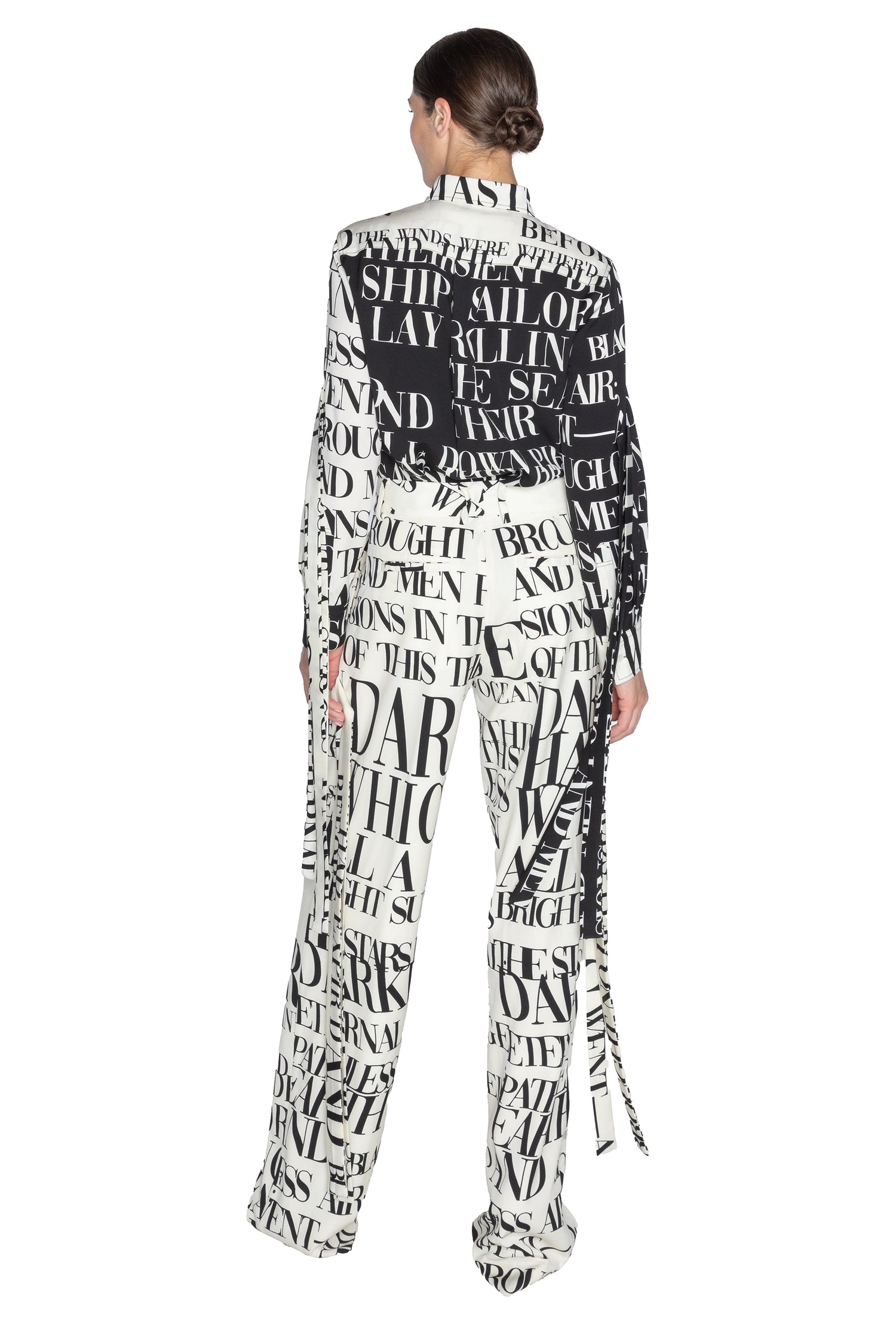 'POEME BLANC' BAGGY TROUSERS WITH STRAPS -  - Libertine