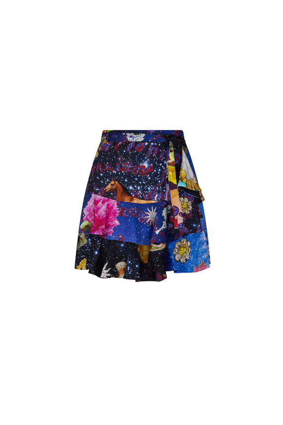 'STARRY NIGHT REDUX' MINI RUFFLE WRAP SKIRT - - Libertine - Main image