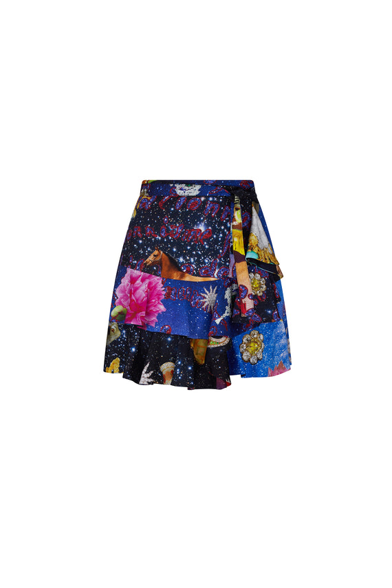 'STARRY NIGHT REDUX' MINI RUFFLE WRAP SKIRT -  - Libertine