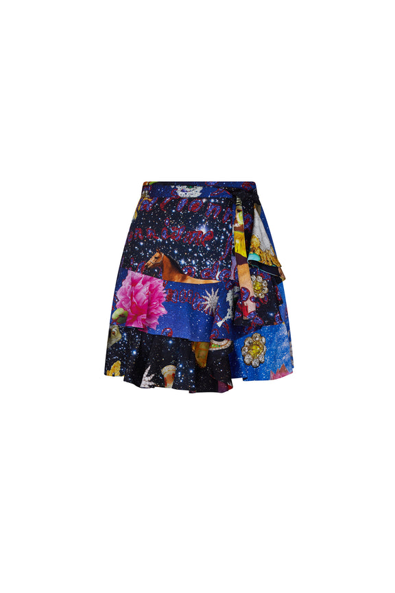 'STARRY NIGHT REDUX' MINI RUFFLE WRAP SKIRT -  - Libertine