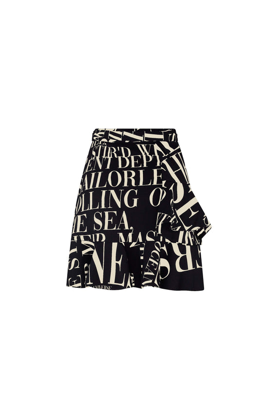 'POEME NOIR' MINI RUFFLE WRAP SKIRT -  - Libertine