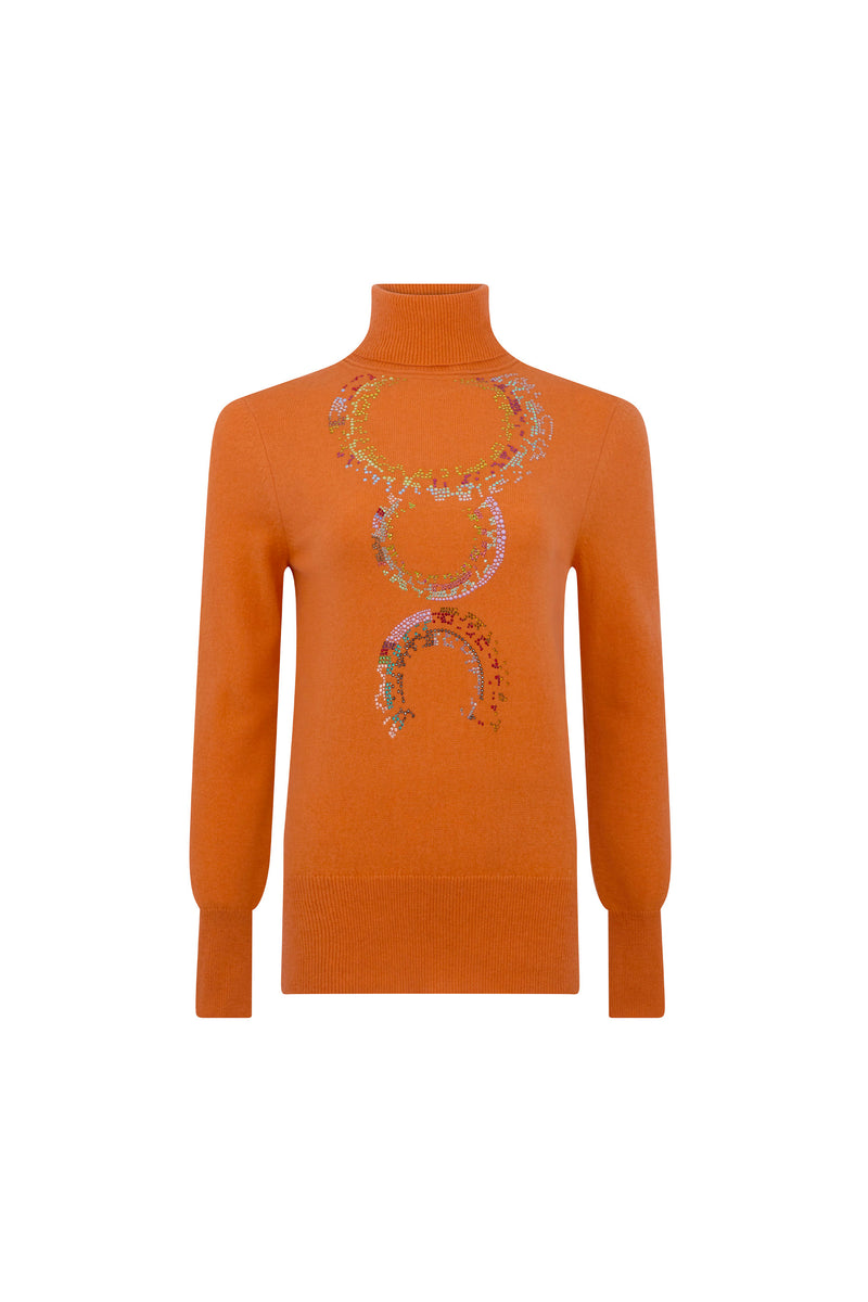 'SONIA CRYSTAL' ORANGE SLIM TURTLENECK - - Libertine