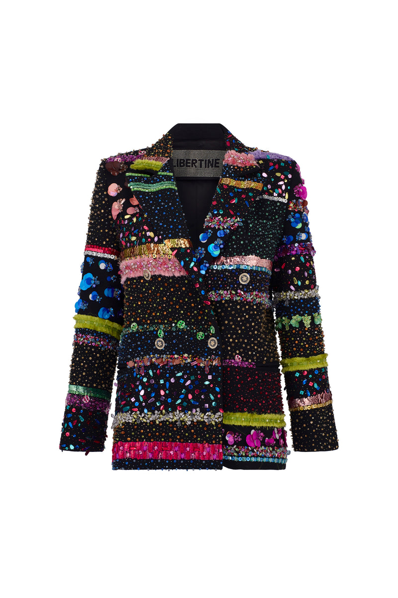 'GALA STRIPES' EMBELLISHED DOUBLE BREASTED JACKET - - Libertine