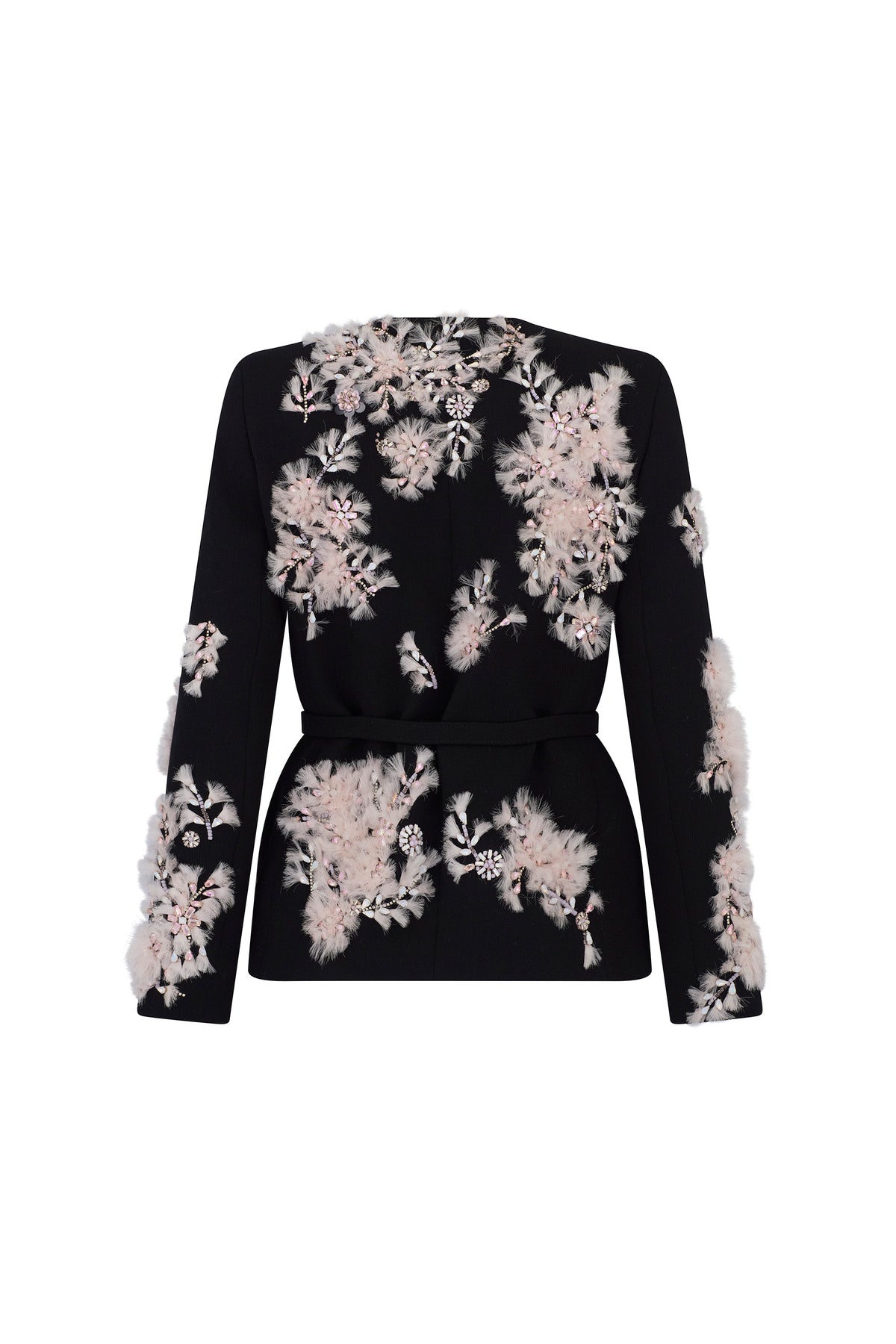 'WHISPERING BLOOMS' EMBELLISHED BELTED WRAP JACKET - - Libertine