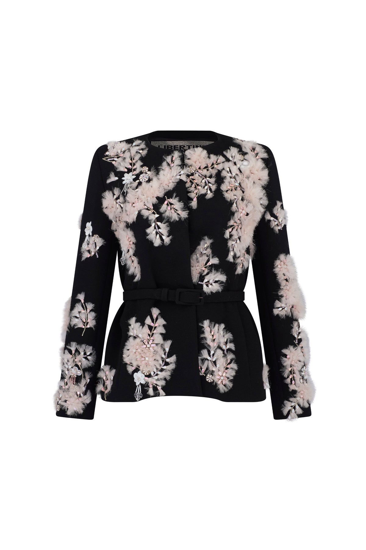 'WHISPERING BLOOMS' EMBELLISHED BELTED WRAP JACKET - - Libertine