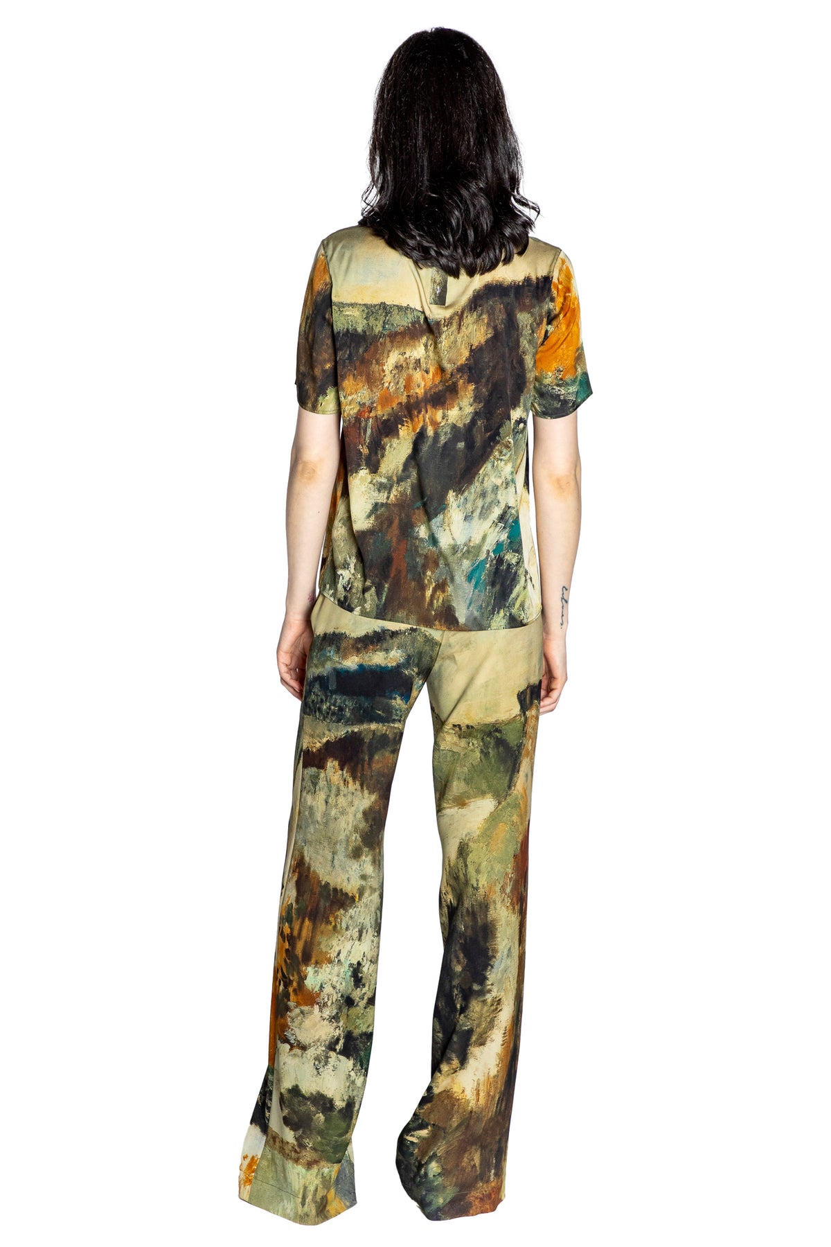 'MODERNIST LANDSCAPE' SHORT SLEEVE BLOUSE - - Libertine