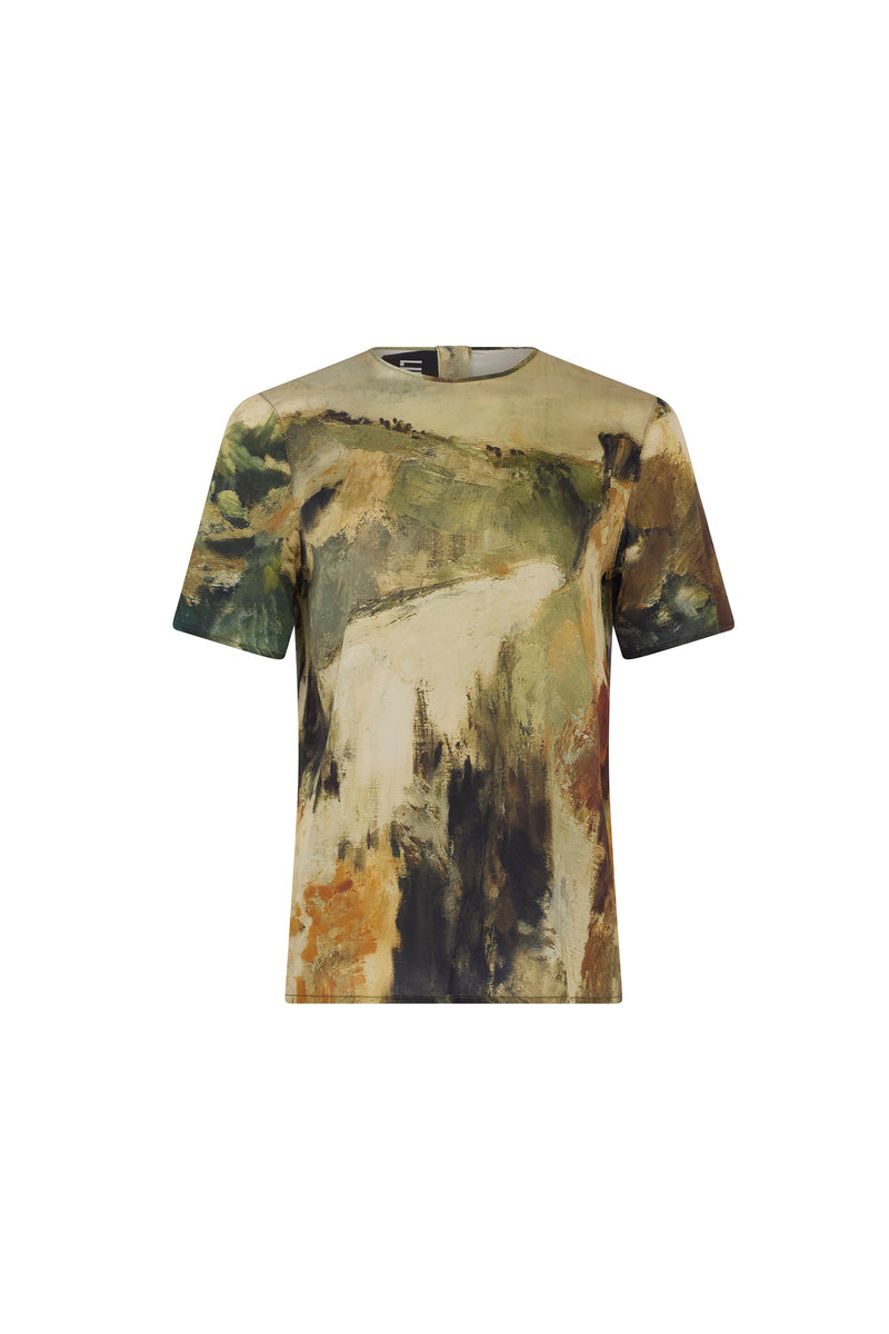'MODERNIST LANDSCAPE' SHORT SLEEVE BLOUSE - - Libertine
