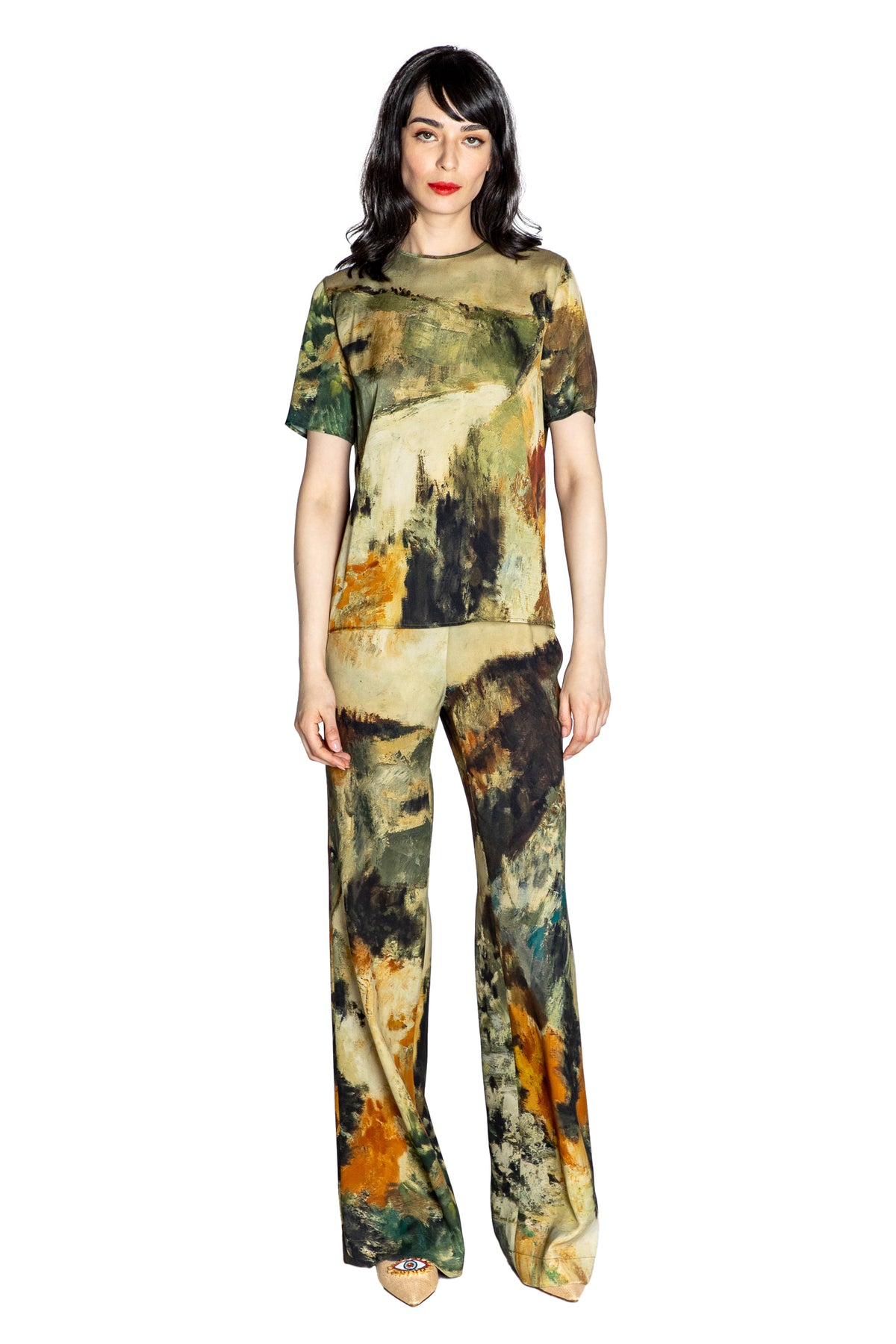 'MODERNIST LANDSCAPE' SHORT SLEEVE BLOUSE - - Libertine