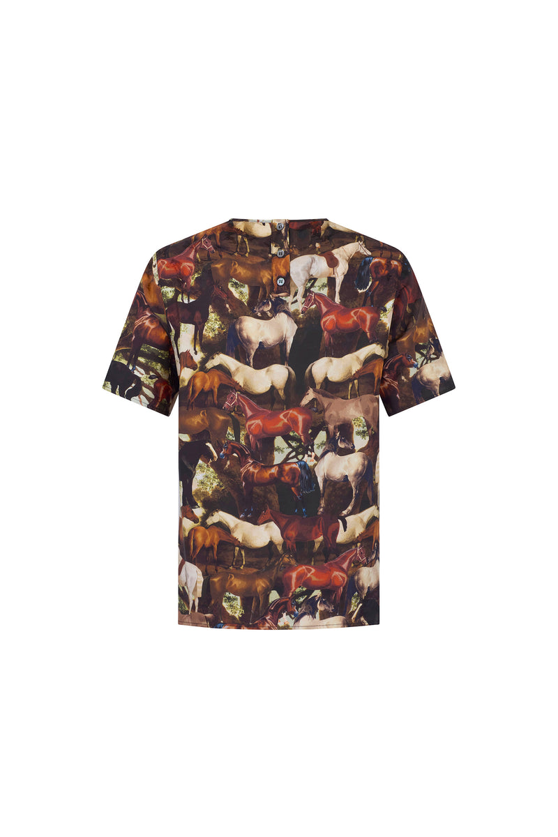 'TAKE THE REINS' SHORT SLEEVE BLOUSE - - Libertine