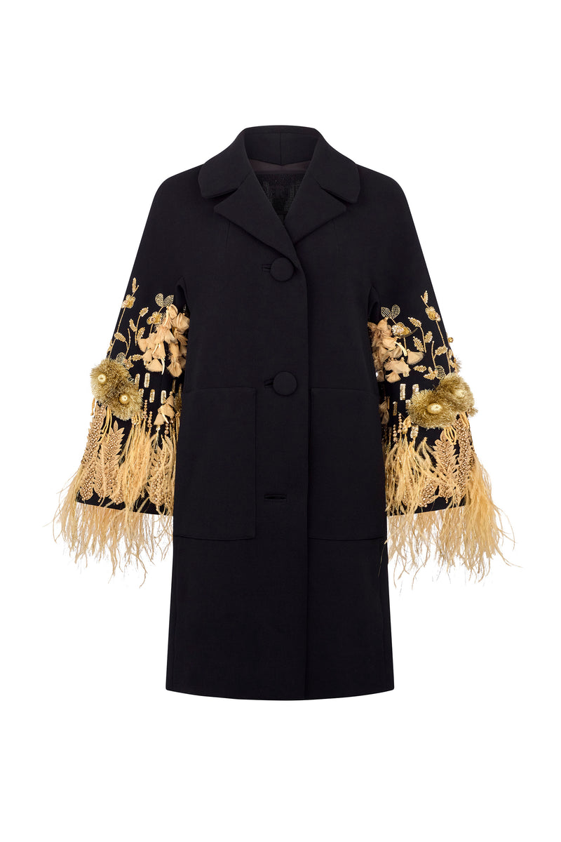 'GILDED STARDUST' EMBELLISHED L/S PATCH POCKET COAT - - Libertine
