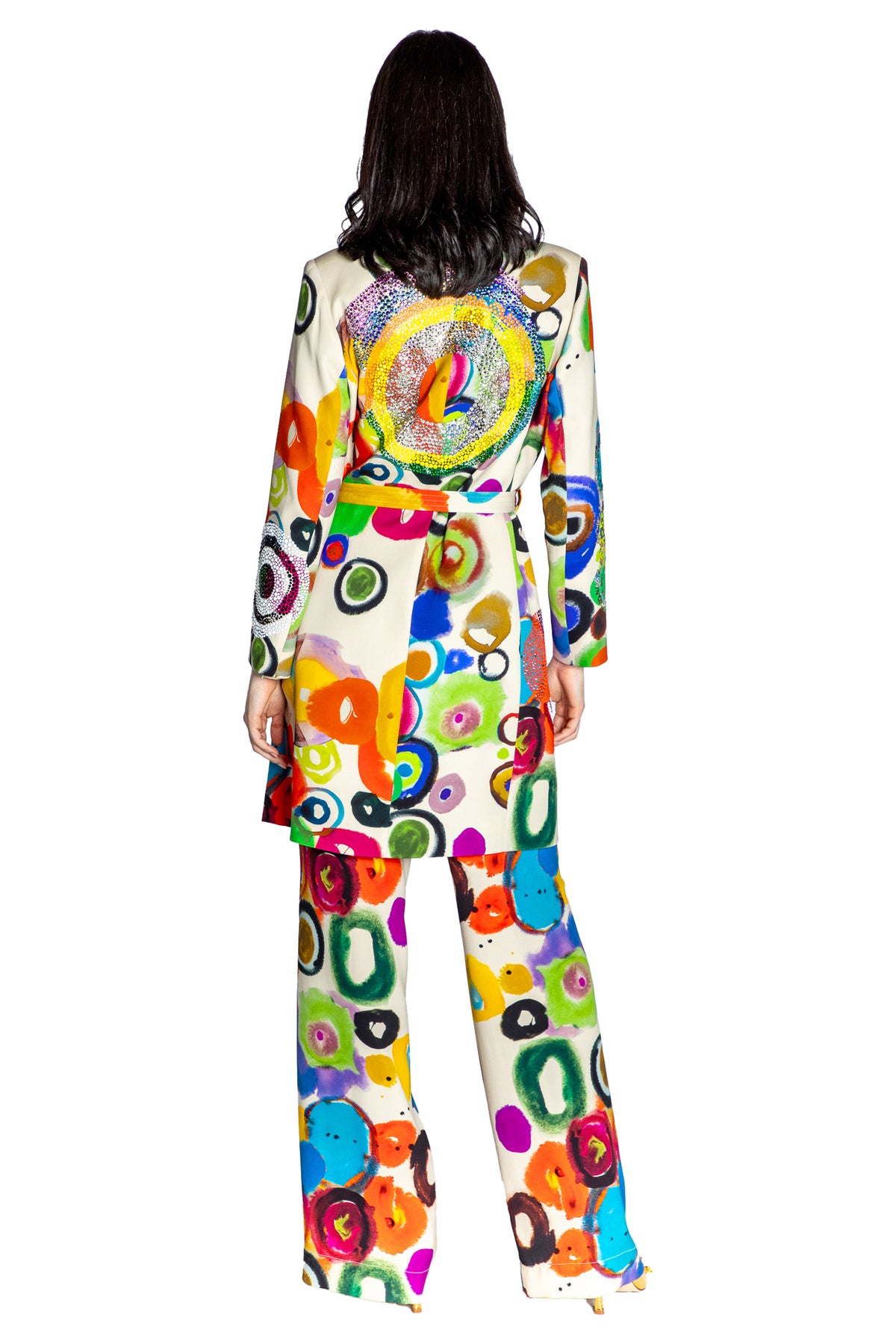 'SONIA CRYSTAL' BELTED COLLARLESS COAT - - Libertine