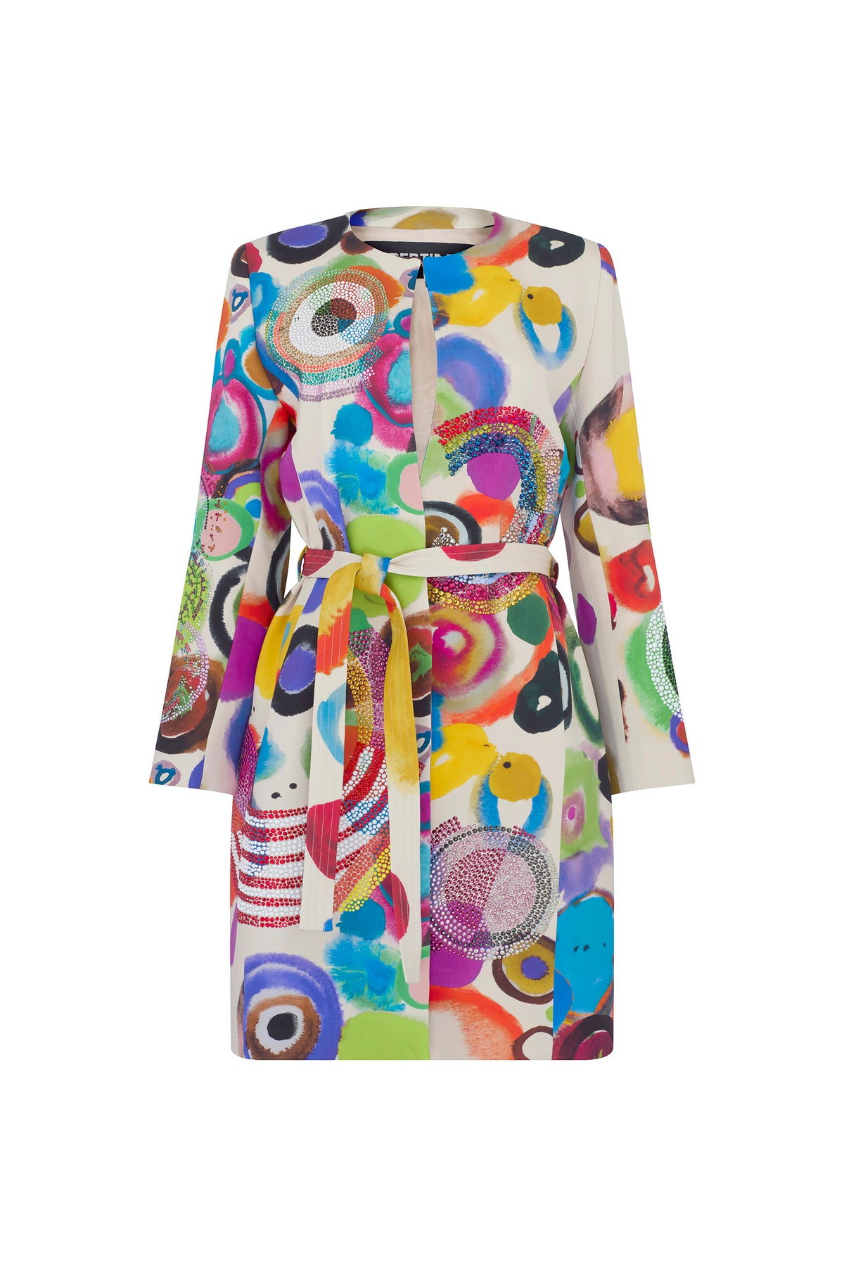 'SONIA CRYSTAL' BELTED COLLARLESS COAT - - Libertine