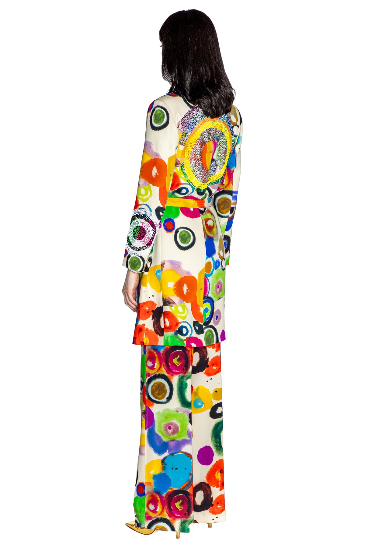 'SONIA CRYSTAL' BELTED COLLARLESS COAT - - Libertine