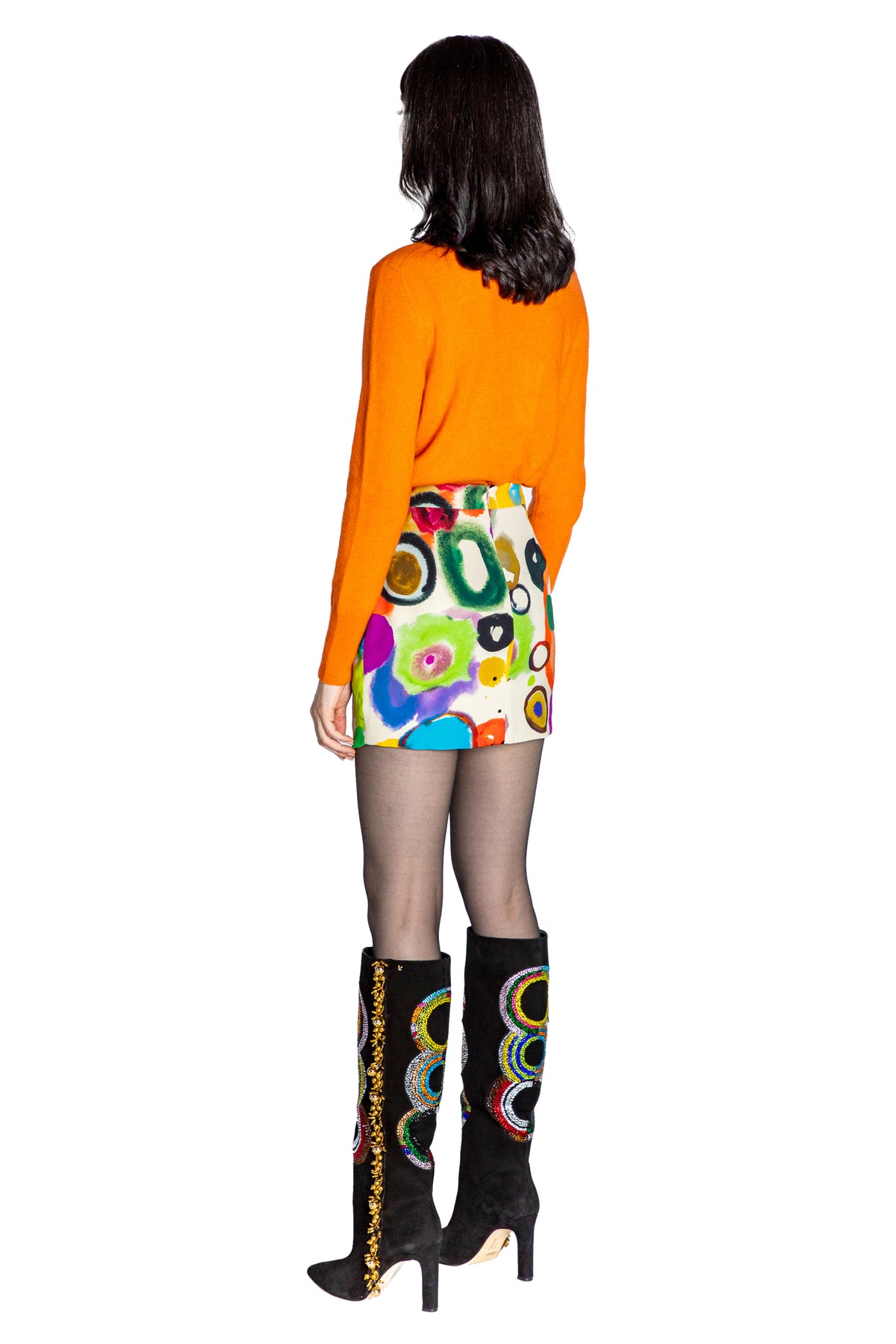 'SONIA CRYSTAL' ORANGE SLIM TURTLENECK - - Libertine