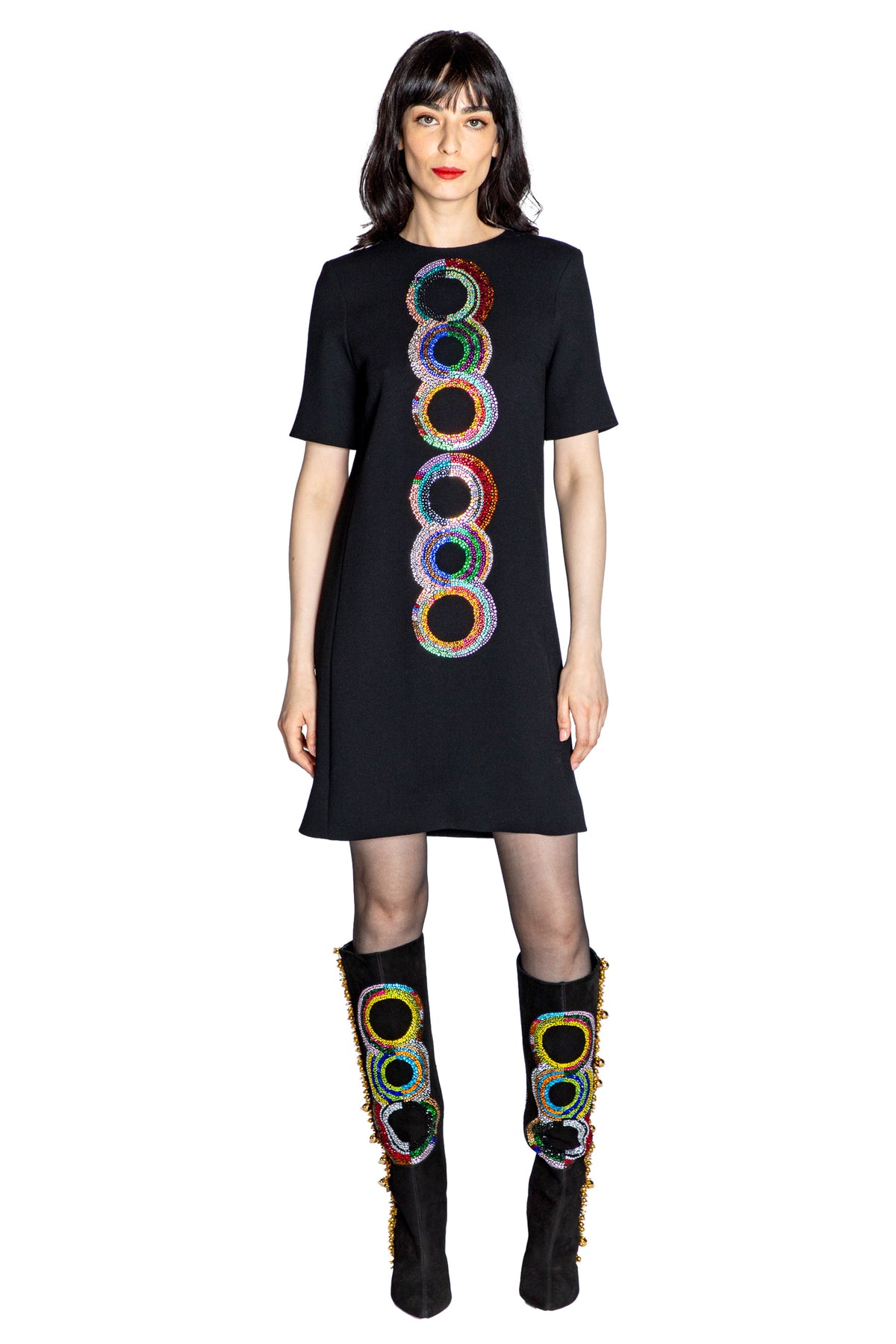 'SONIA CRYSTAL' SHORT SLEEVE SHIFT DRESS - - Libertine