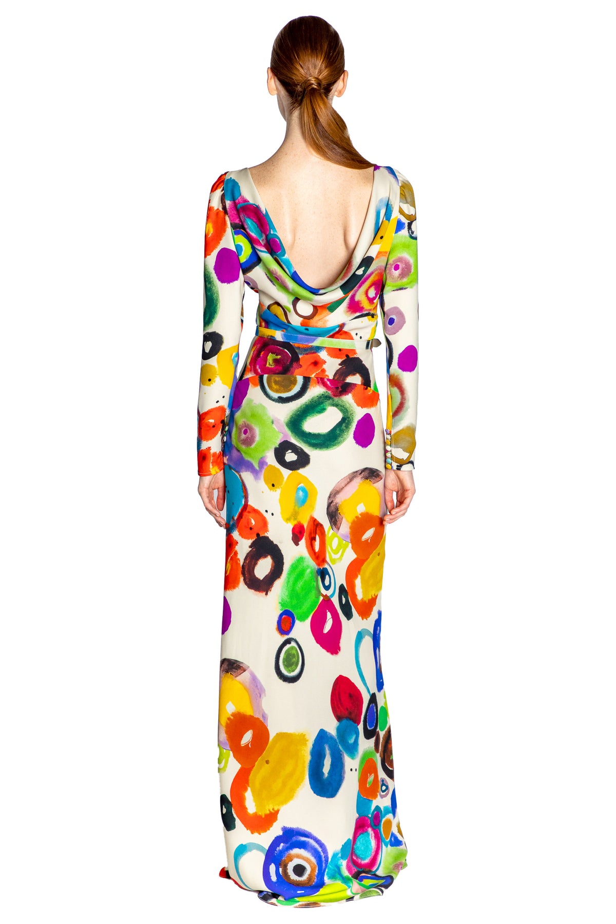 'JH GOUACHE' BELTED LOOK BACK GOWN - - Libertine