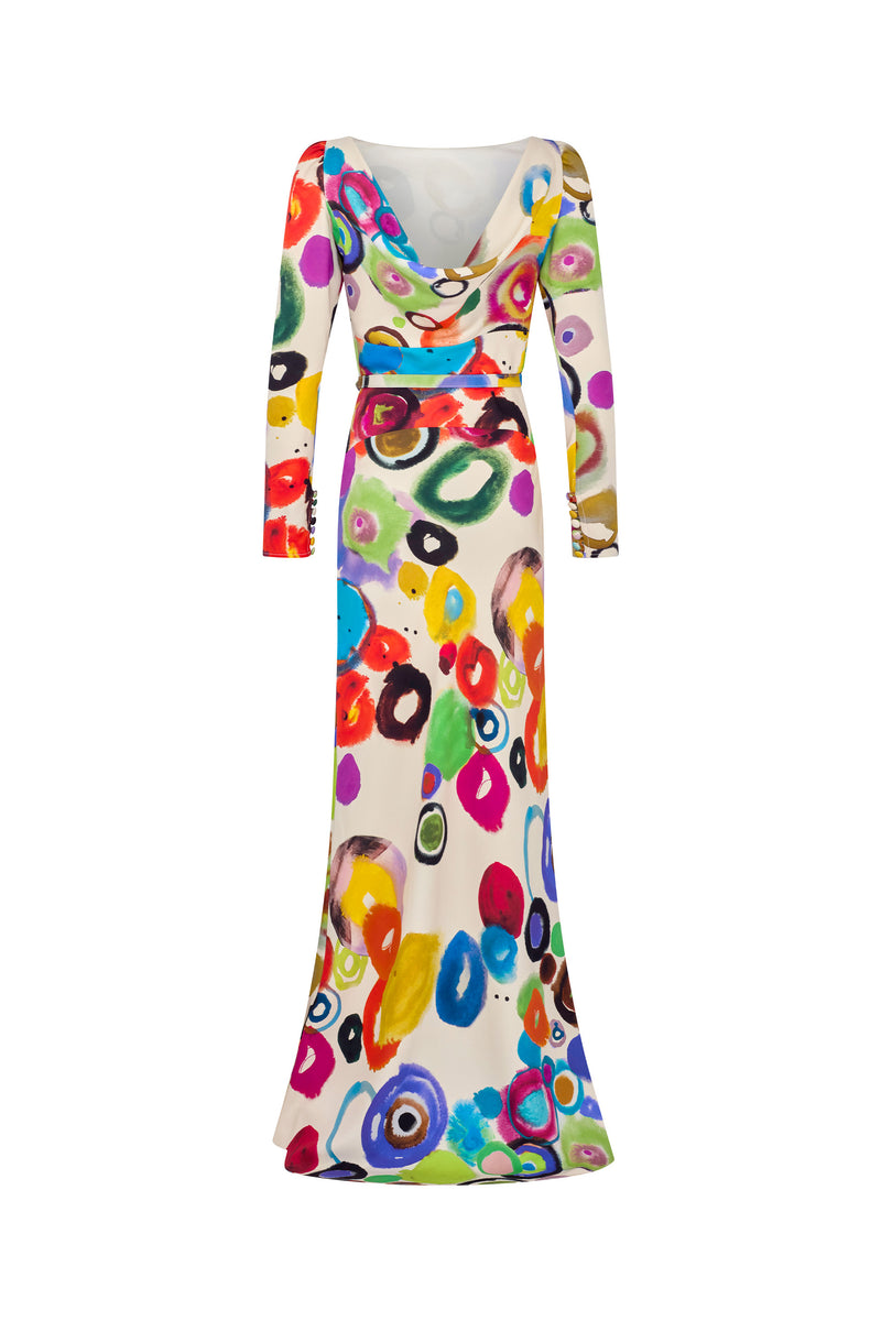'JH GOUACHE' BELTED LOOK BACK GOWN - - Libertine