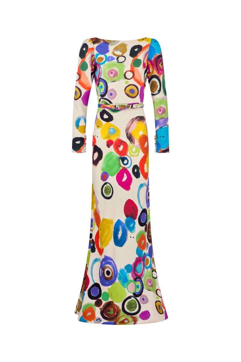 'JH GOUACHE' BELTED LOOK BACK GOWN - - Libertine