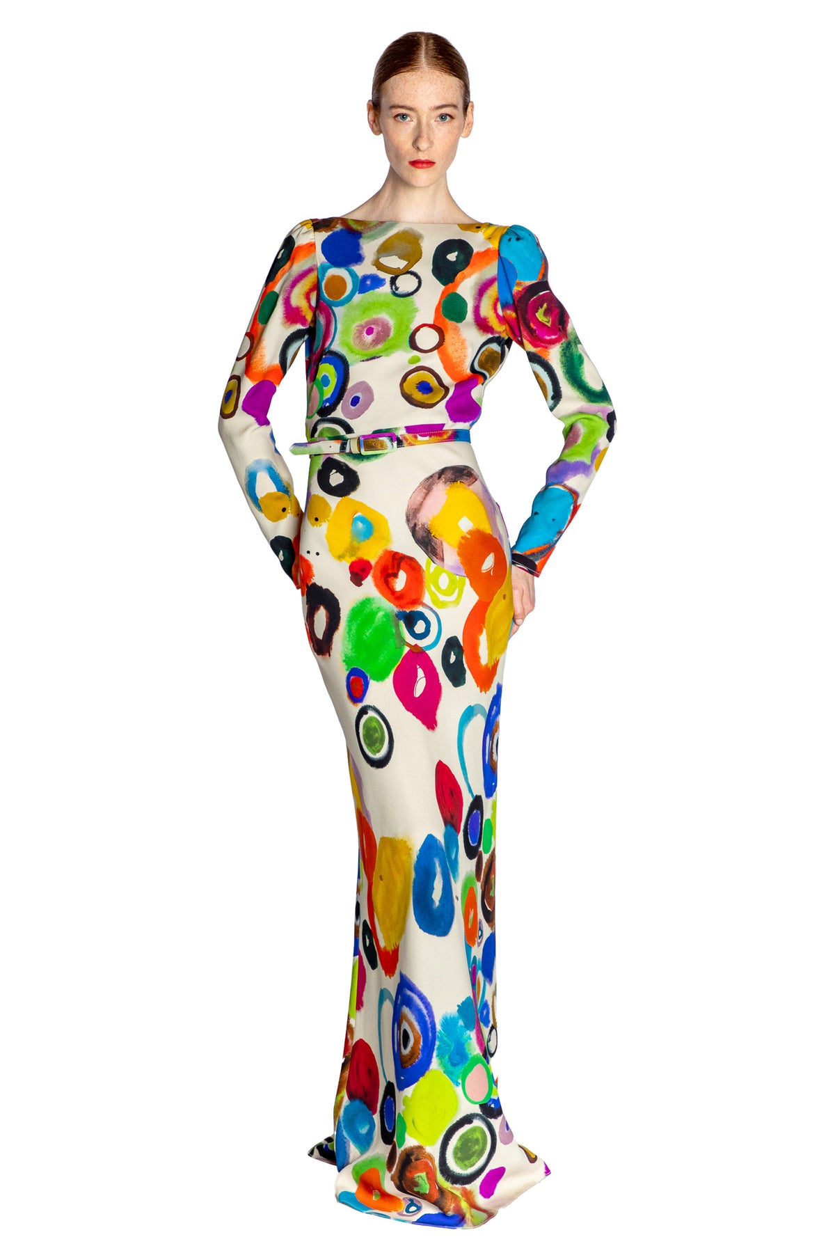 'JH GOUACHE' BELTED LOOK BACK GOWN - - Libertine