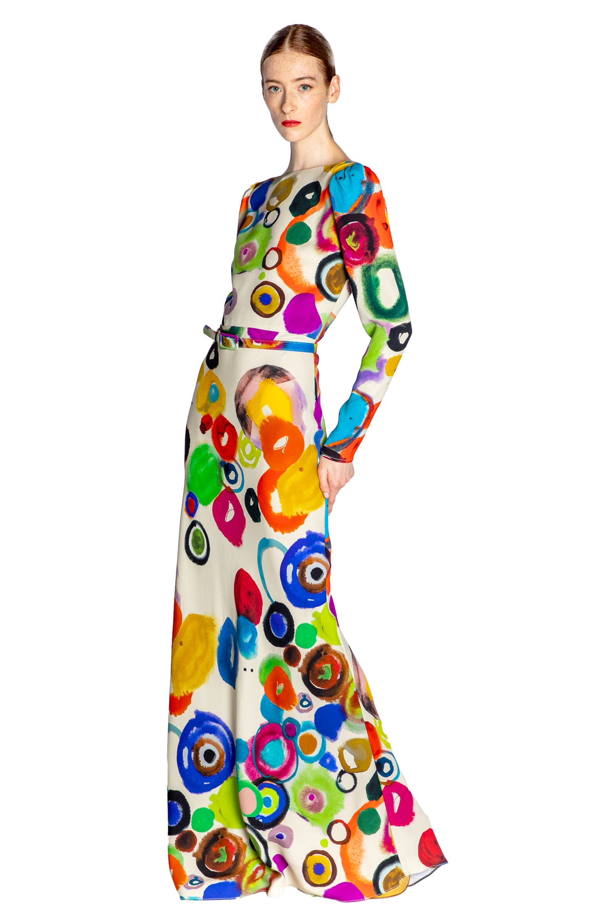 'JH GOUACHE' BELTED LOOK BACK GOWN - - Libertine