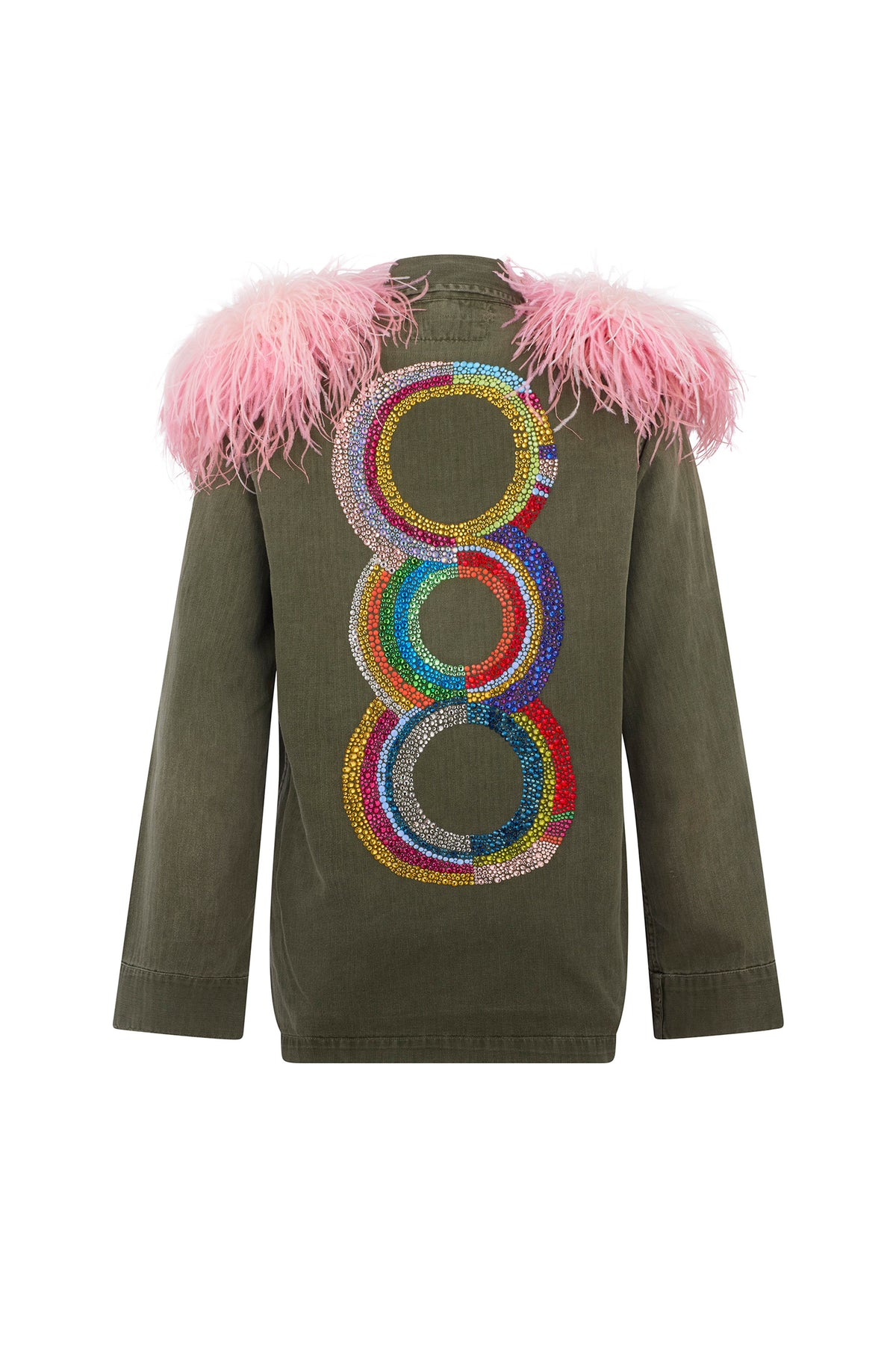 'SONIA CRYSTAL' VINTAGE FRENCH MILITARY JACKET WITH FEATHERS - - Libertine