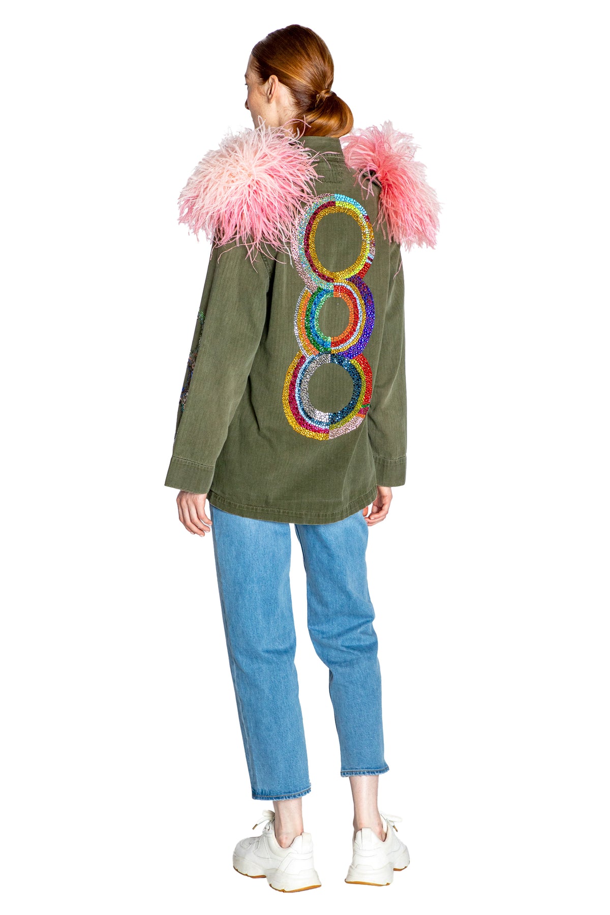 'SONIA CRYSTAL' VINTAGE FRENCH MILITARY JACKET WITH FEATHERS - - Libertine