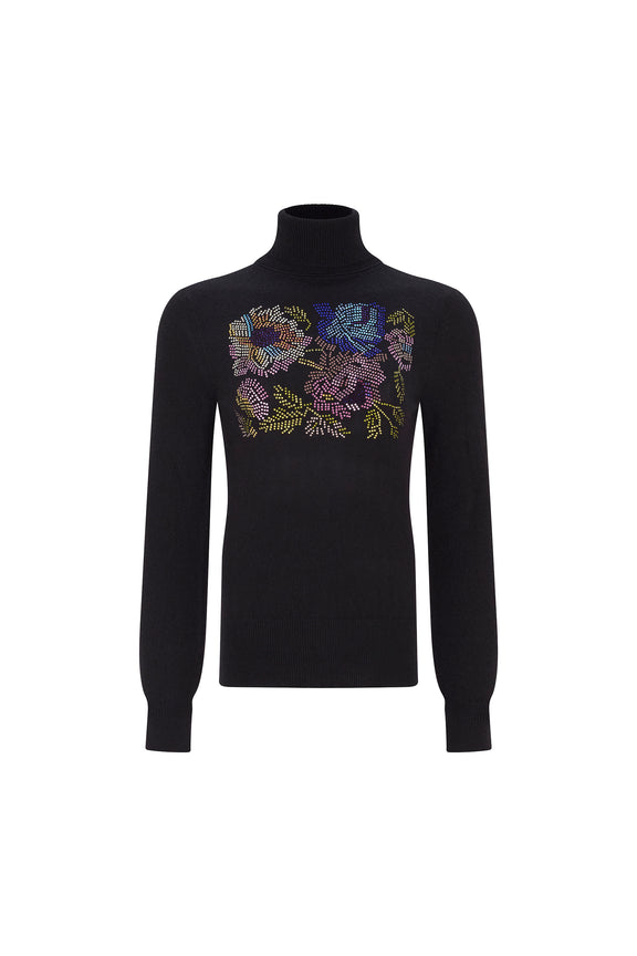 'MOSAIC FLORAL' SLIM TURTLENECK - - Libertine