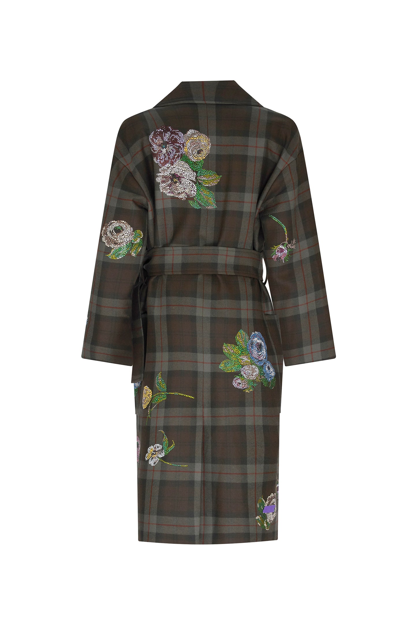 'SCOTTISH ROSE DIAMANTE' NOTCHED LAPEL WRAP COAT