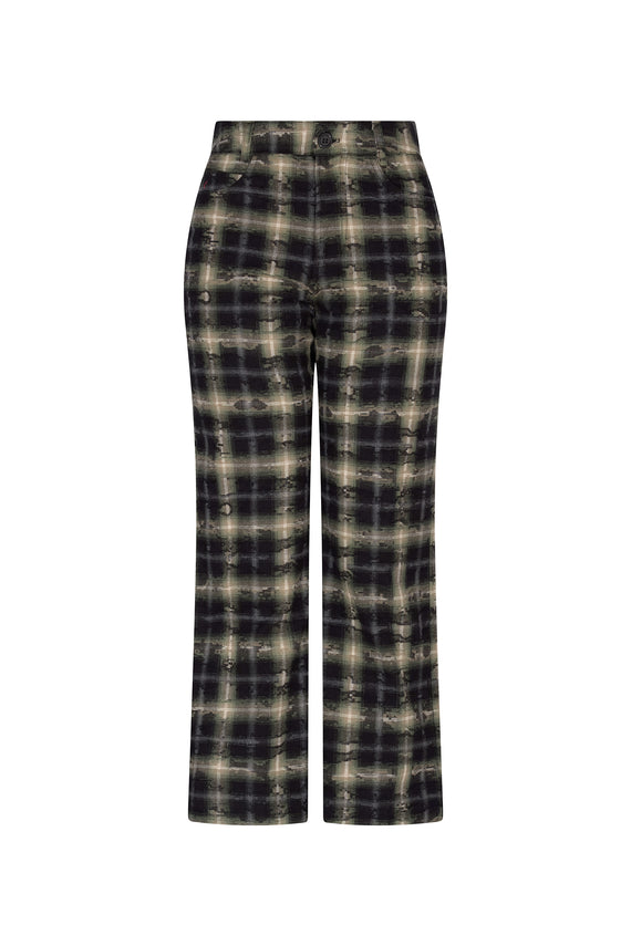 'DISTRESSED FLANNEL' CROPPED WIDE LEG PANT - - Libertine - Main image