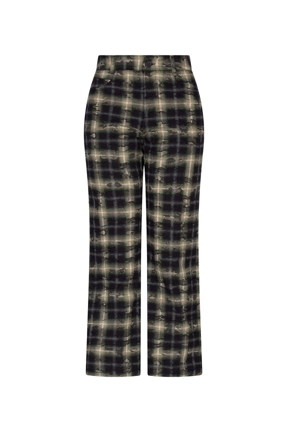 'DISTRESSED FLANNEL' CROPPED WIDE LEG PANT - - Libertine
