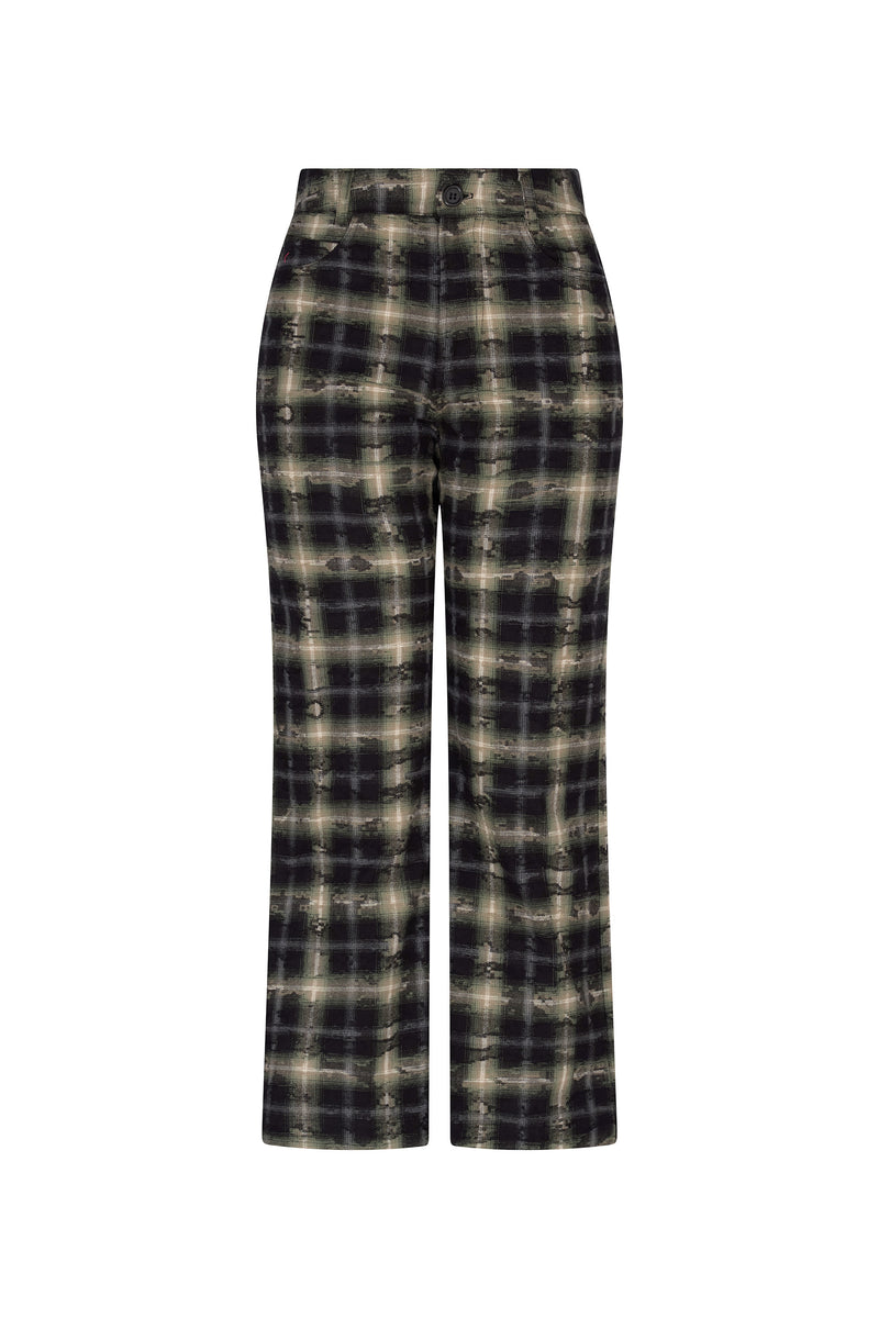 'DISTRESSED FLANNEL' CROPPED WIDE LEG PANT - - Libertine