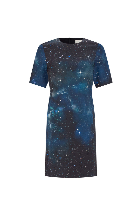 'INTERSTELLAR DIAMANTE' MINI SHORT SLEEVE SHIFT DRESS - - Libertine