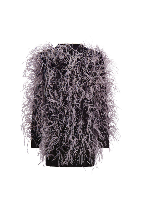 'WHAM BAM' GREY FEATHERY CARDIGAN -  - Libertine