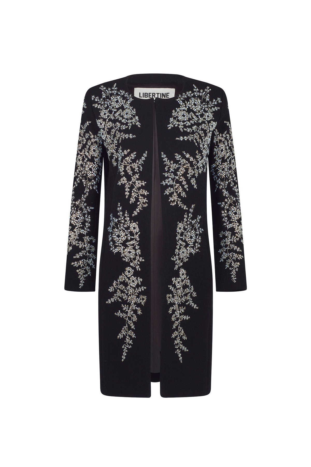 'PAISLEY FLORETTES' CLASSIC COLLARLESS COAT - - Libertine