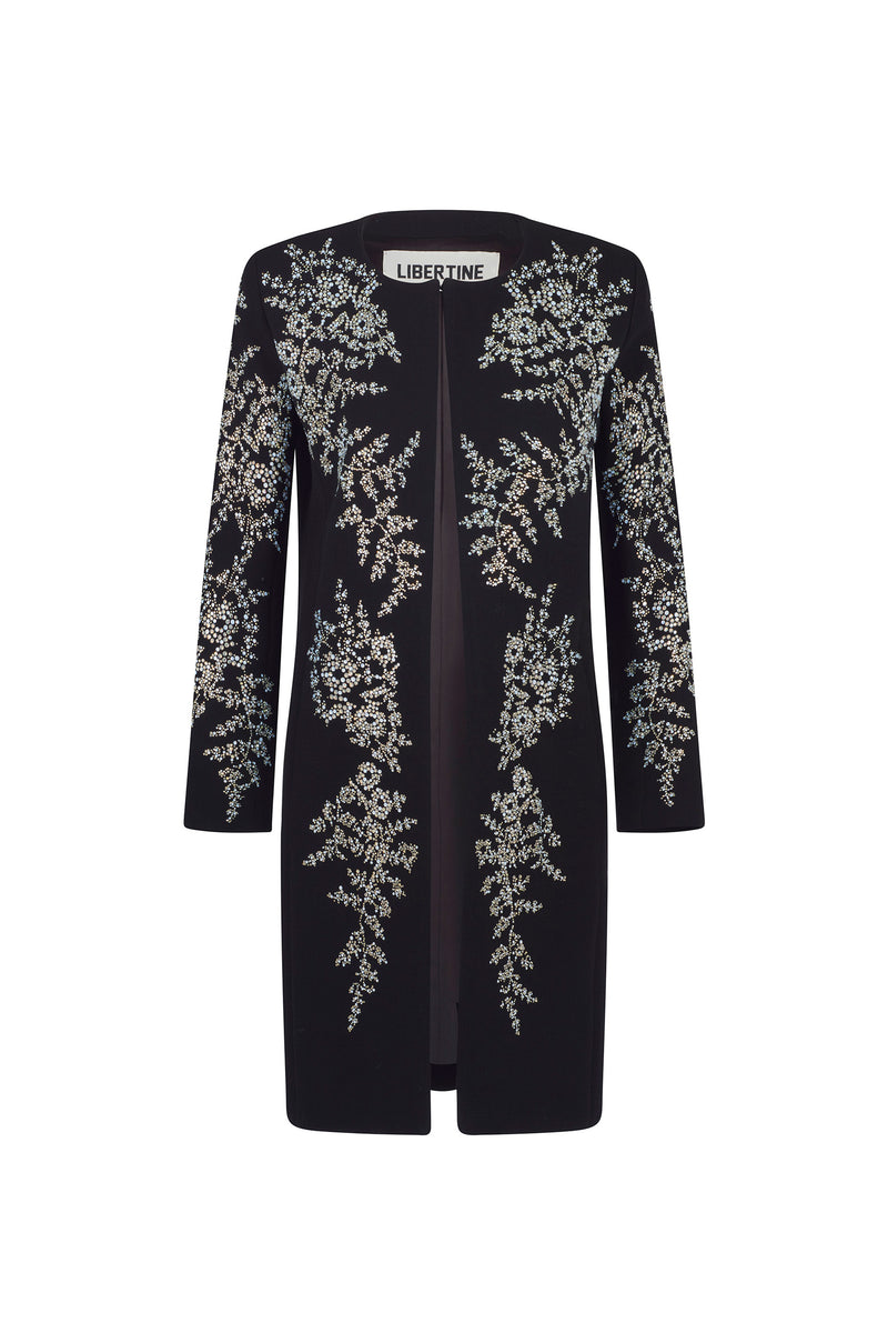 'PAISLEY FLORETTES' CLASSIC COLLARLESS COAT - - Libertine