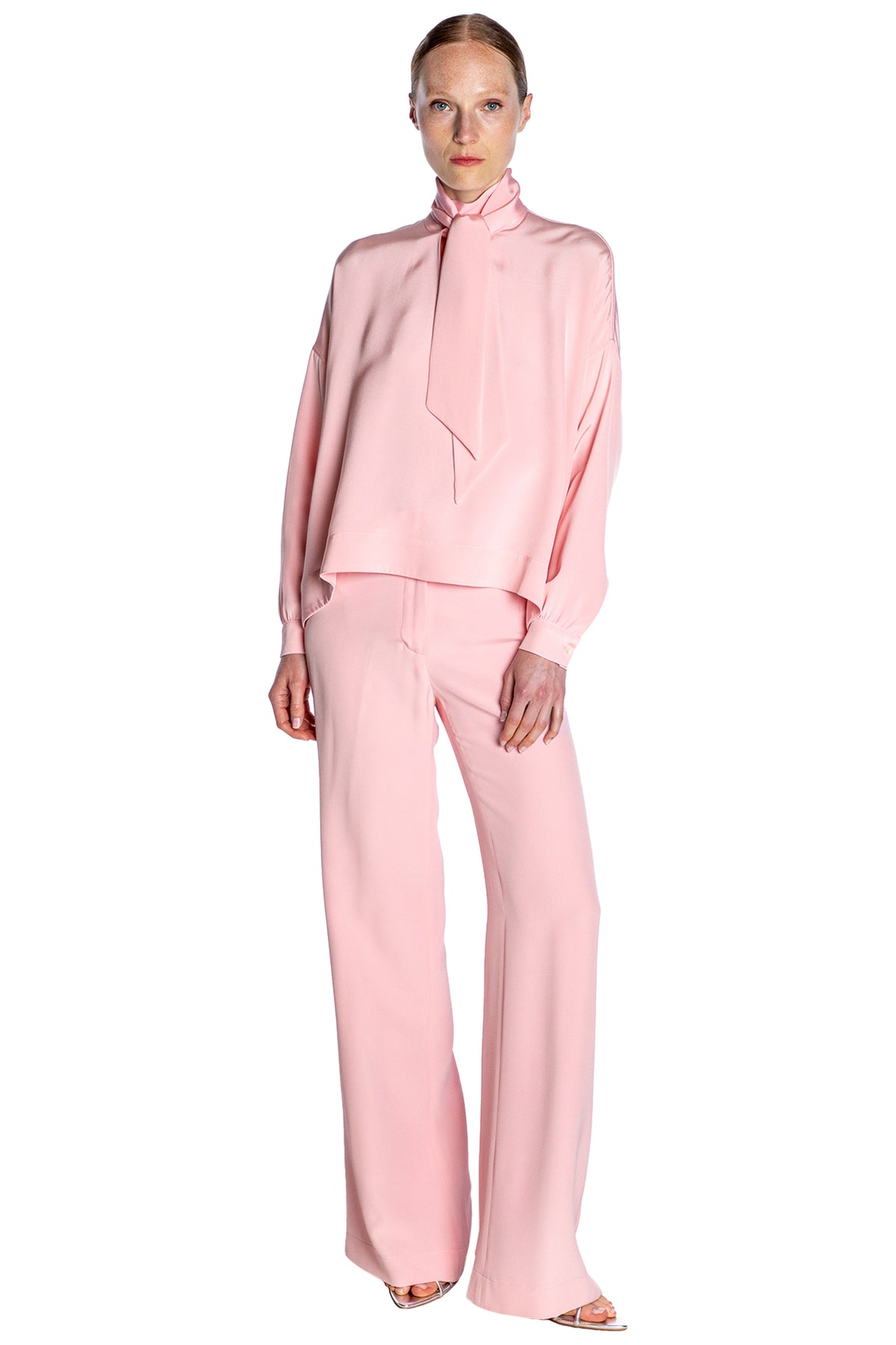 'Powdered Pink' Tie Blouse - - Libertine