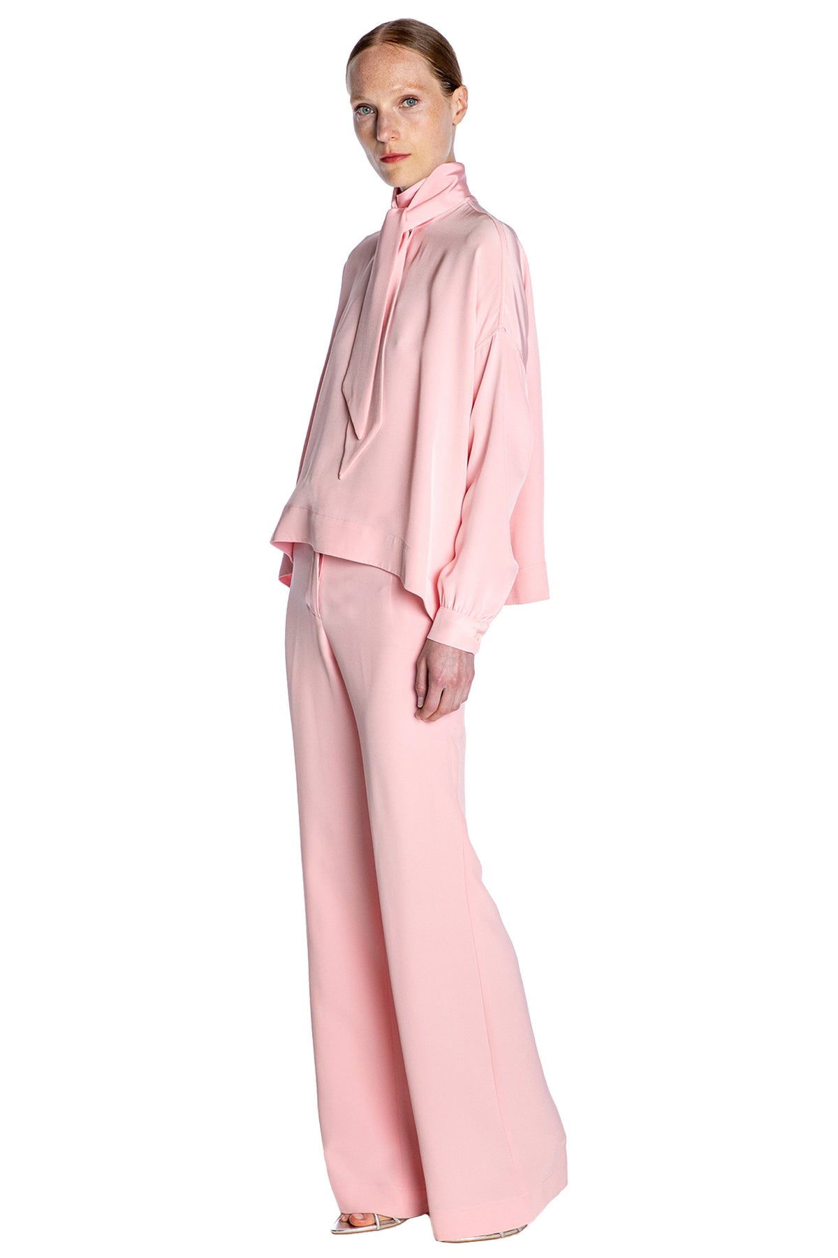 'Powdered Pink' Tie Blouse - - Libertine
