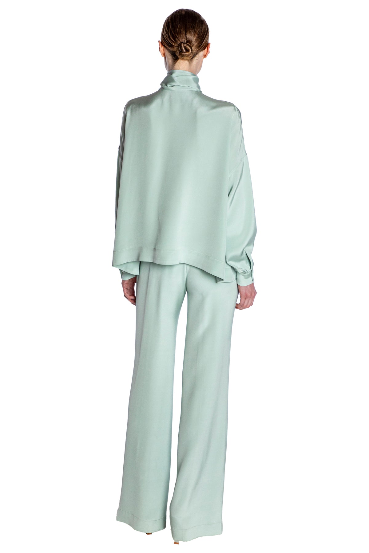 'Powdered Green' Tie Blouse - Women's Tops - Libertine