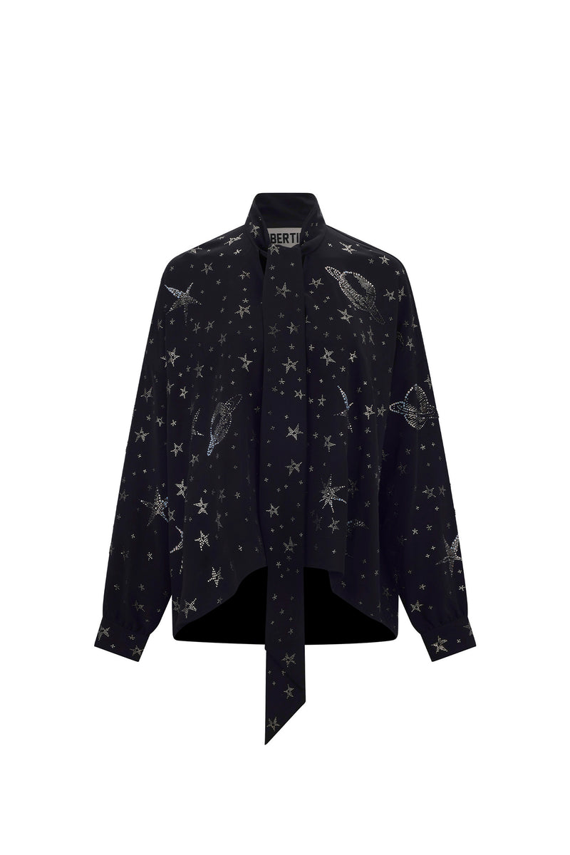 'HERE, THERE, AND EVERYWHERE' TIE BLOUSE - - Libertine