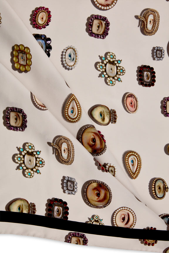 'IVORY LOVERS EYES' LARGE SCARF - - Libertine