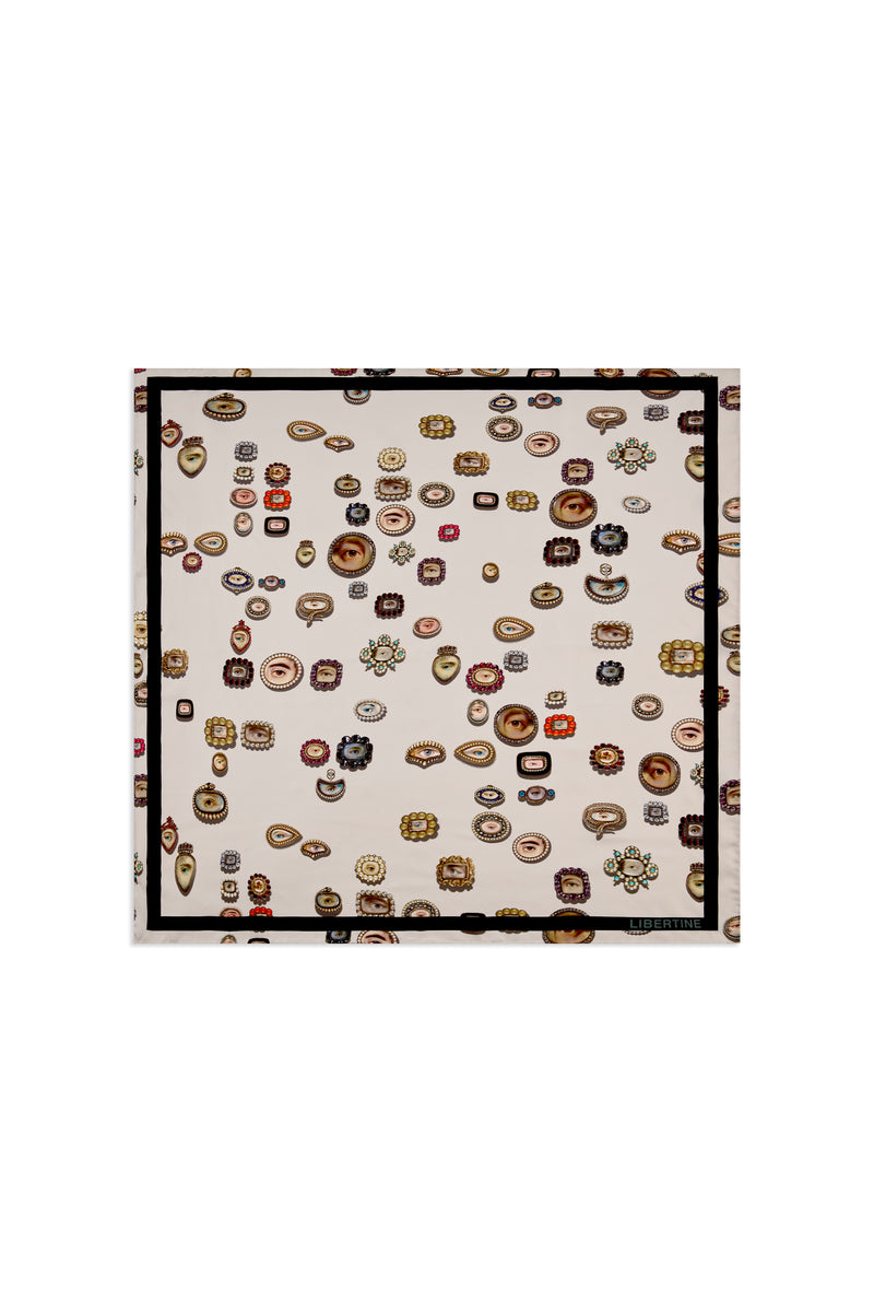 'IVORY LOVERS EYES' LARGE SCARF - - Libertine