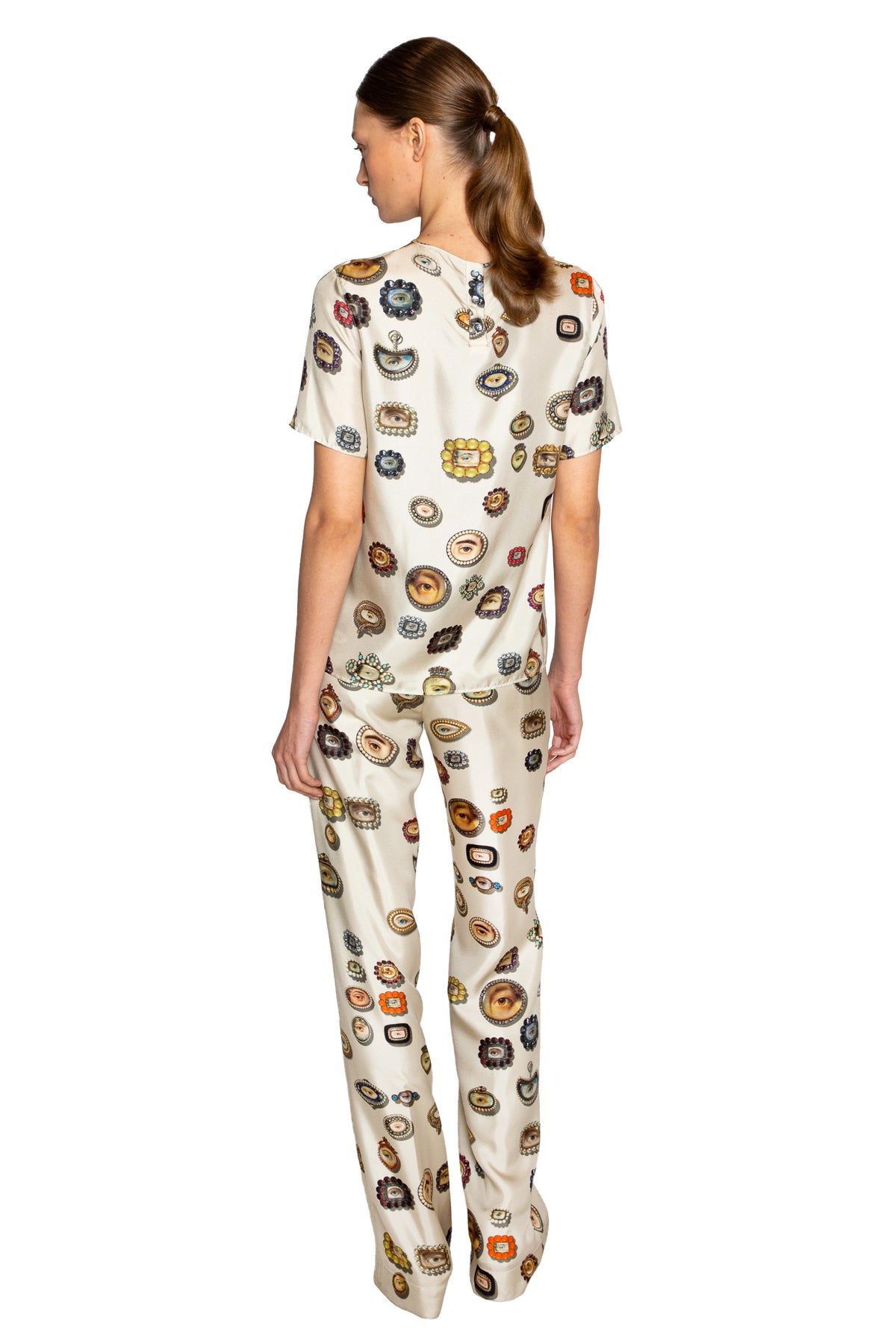 'IVORY LOVERS EYES' SHORT SLEEVE BLOUSE - - Libertine