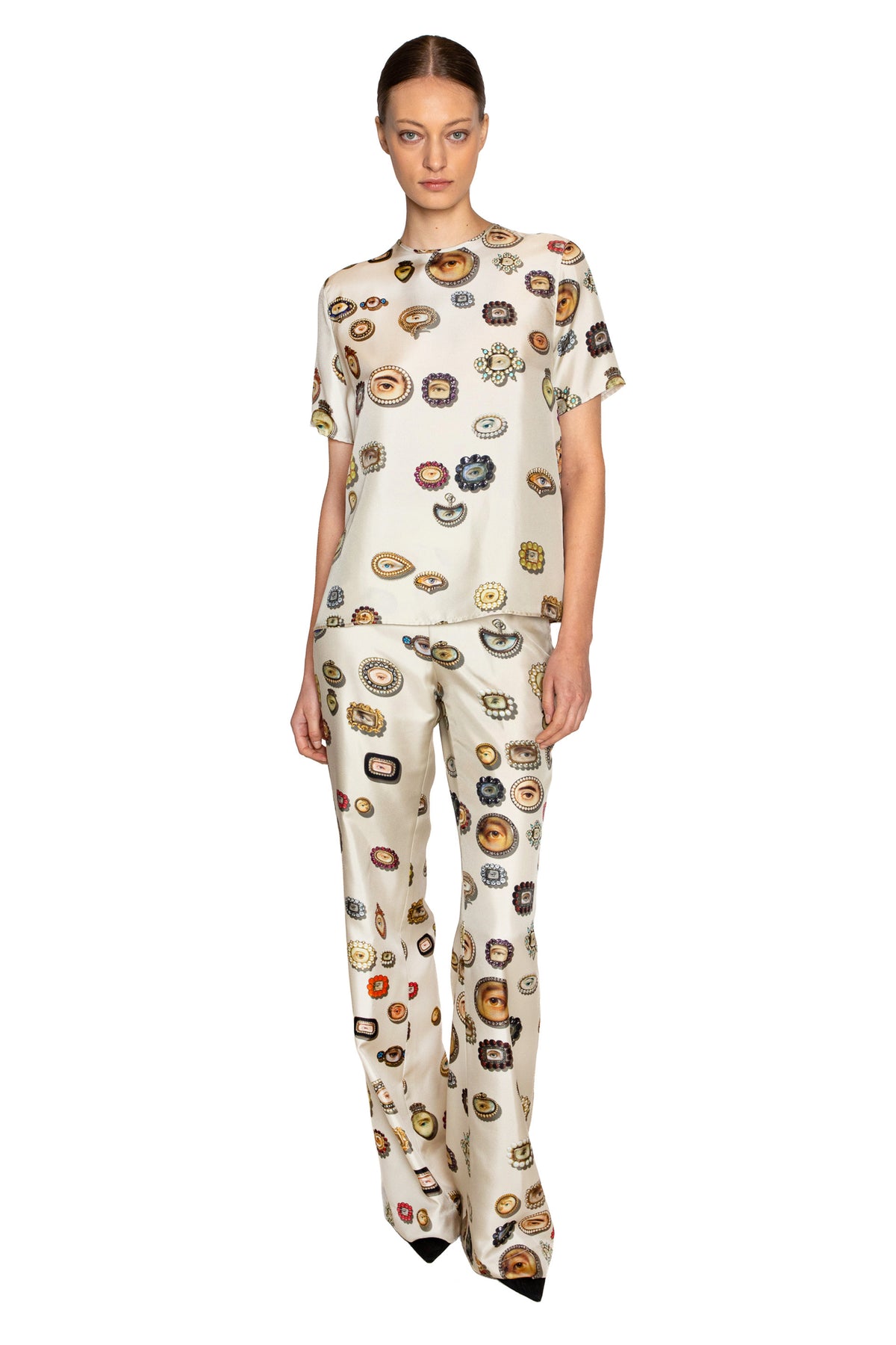 'IVORY LOVERS EYES' SHORT SLEEVE BLOUSE - - Libertine