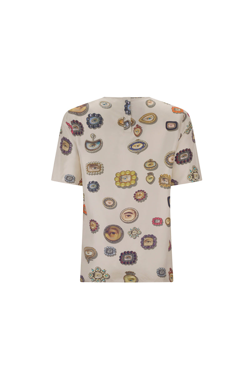 'IVORY LOVERS EYES' SHORT SLEEVE BLOUSE - - Libertine