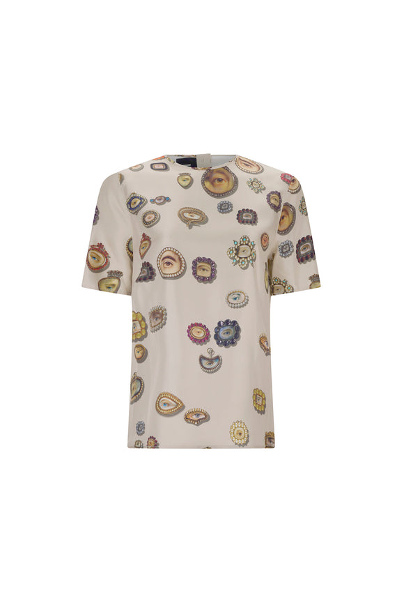 'IVORY LOVERS EYES' SHORT SLEEVE BLOUSE - - Libertine - Main image