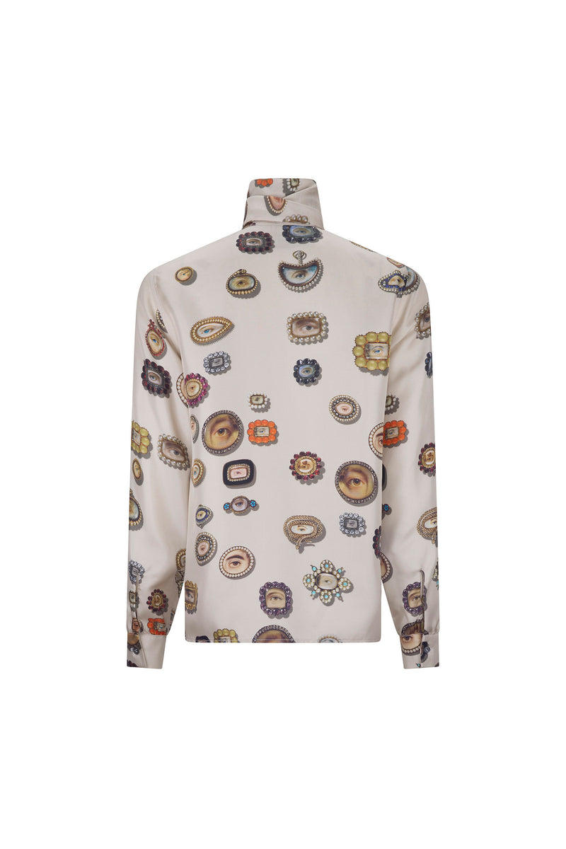 'IVORY LOVERS EYES' SLIM KEITH TIE BLOUSE - - Libertine
