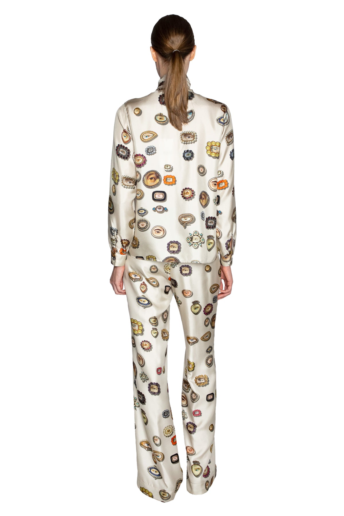 'IVORY LOVERS EYES' SLIM KEITH TIE BLOUSE - - Libertine