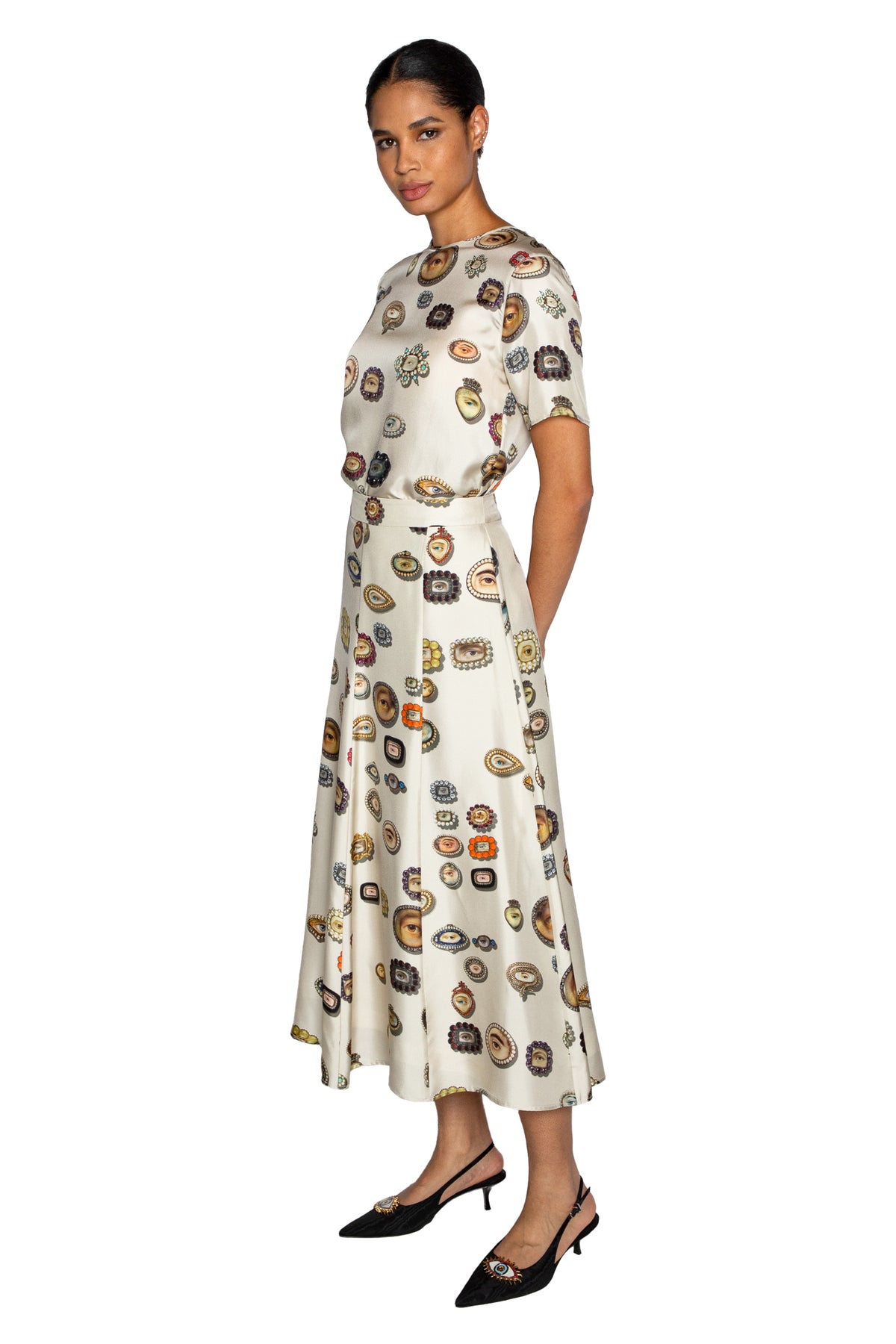 'IVORY LOVERS EYES' TULIP SKIRT - - Libertine