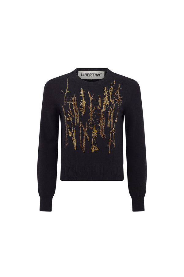'CROWN OF THORNS' SHRUNKEN PULLOVER SWEATER - - Libertine